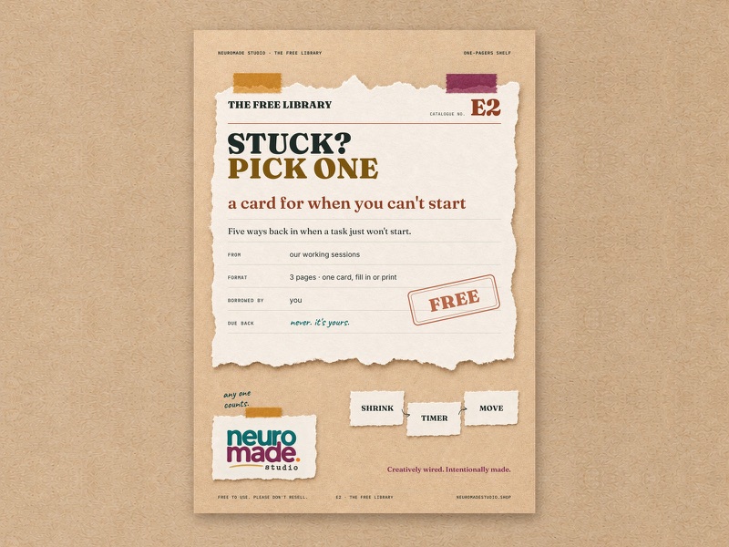 Cover of the free download Stuck? Pick one card.