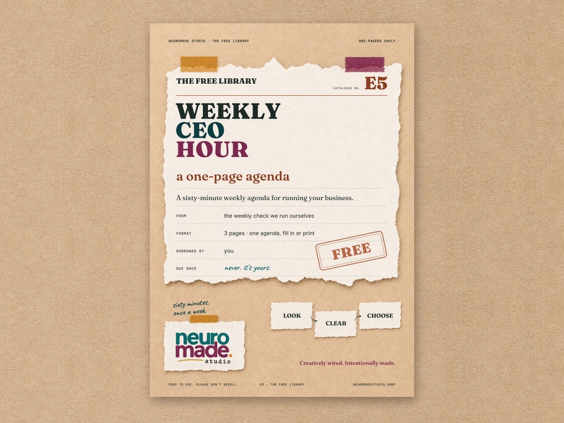 Cover of the free download Weekly CEO hour.